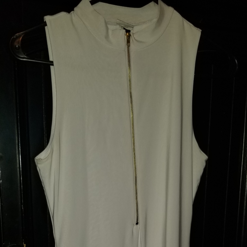 White Dress With Gold Zipper